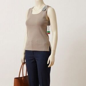 Jasper Knit Studio Beige Tank Top NWT Large Neutral Capsule Wardrobe